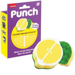 Vileda Punch fleksibel skuresvamp, citron, 1 stk.