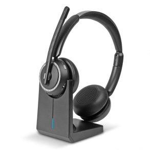 Lindy L118 Headset Tr�dl�s Kontor/Callcenter USB Type-C Bluetooth Opladningsstativ Sort