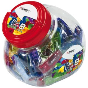 Emtec C410 Color Mix - Candy Jar 2.0 USB-n�gle 8 GB USB Type-A Bl�, Gr�n, Lilla, R�d, Gul