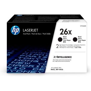 HP Originale 26X LaserJet-tonerpatroner med hj kapacitet, sort, pakke med 2 stk.