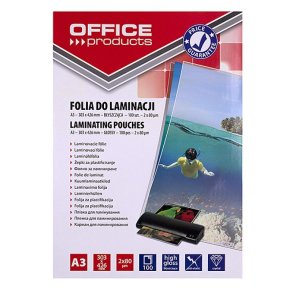 OFFICE PRODUCTS Lamineringsfolie, A3, 2x80 �m, blank, 100 stk., gennemsigtig