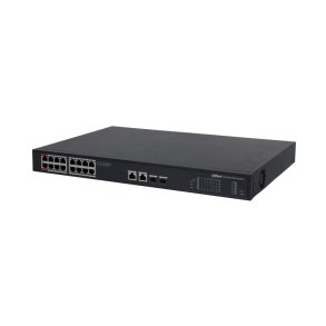 Dahua Technology PoE DH-PFS3220-16GT-190 netv�rksswitch Ikke administreret L2 Gigabit Ethernet (10/100/1000) Str�m over Ethernet (PoE) 1U Sort
