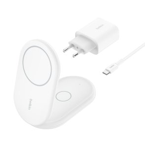 Belkin BoostCharge Hovedtelefoner, Smartphone Hvid USB Trdls opladning Hurtig opladning Indendrs