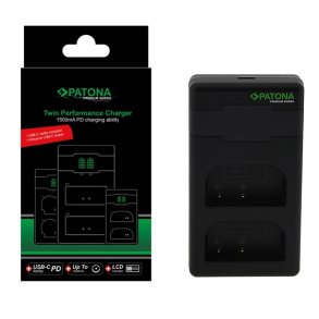 Patona Premium Twin Performance PD-oplader til Panasonic DMW-BLF19 med USB-C-kabel