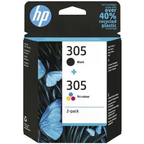 HP 305 2 stk. trefarvede/sort originale blkpatroner