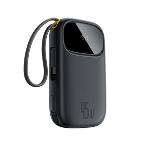 Baseus EnerFill FC31 Powerbank med digitalt display og 2 indbyggede USB-C-kabler 20000 mAh 45 W Sort