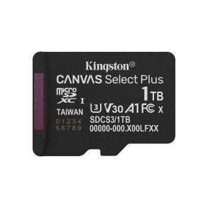 Kingston Technology 1 TB micSDXC Canvas Select Plus Gen3 150R A1, enkelt pakke uden ADP