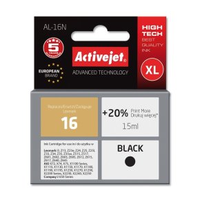 Activejet AL-16N blk (erstatning Lexmark 16 10N0016; Supreme; 15 ml; sort)