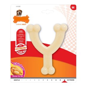 Hund Bidering Nylabone Extreme Chew Wishbone Strrelse M Kylling Nylon