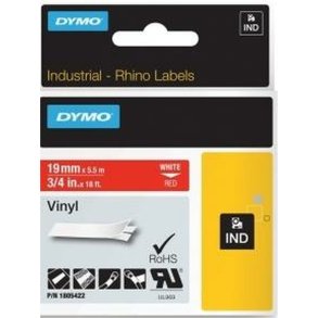 Lamineret tape til mrkningsmaskiner Dymo ID1-19 Hvid Rd 19 mm x 5,5 m