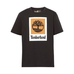 Kort�rmet T-shirt til M�nd Timberland Stack Logo Colored Short Sleeve Sort