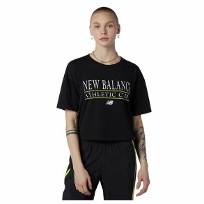 Kort�rmet T-shirt til Kvinder New Balance Essentials Athletic Club Boxy Sort