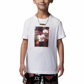 Kortrmet T-shirt til Brn Jordan Jdb Mj Brand Photo Ss Crew Hvid
