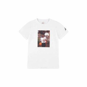 Kortrmet T-shirt til Brn Jordan Jdb Mj Brand Photo Ss Crew Hvid