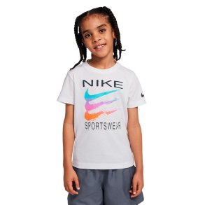 B�rne Kort�rmet T-shirt Nike Sportswear Swoosh Hvid