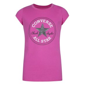 B�rne Kort�rmet T-shirt Converse CHUCK PATCH TEE 468992 A3J Pink
