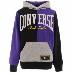 Sweatshirt med htte til piger Converse Throwback Split Block Sort Multifarvet
