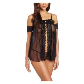 Babydoll Seven Til Midnight 9743 Sort Onesize 2 Dele