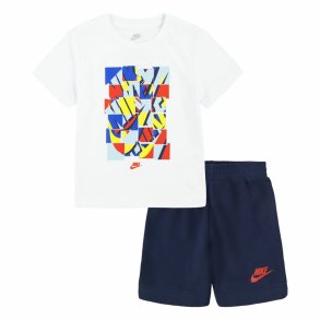 Sportstj til Brn Nike Nsw Add Ft Short  Bl Hvid Multifarvet 2 Dele
