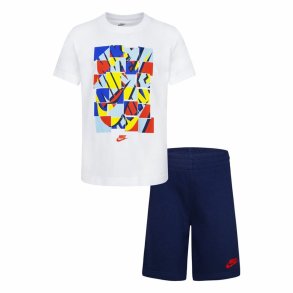 Sportstj til Brn Nike Nsw Add Ft Short  Bl Hvid Multifarvet 2 Dele