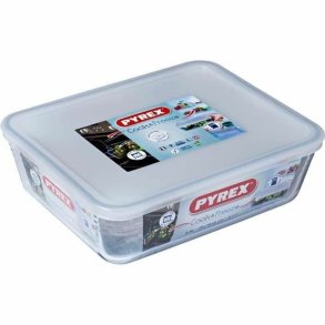 Mad Bevarelse Container Pyrex Hvid Sort Gennemsigtig Clear Rektangul�r