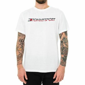Kortrmet T-shirt til Mnd Tommy Hilfiger Logo Chest Hvid