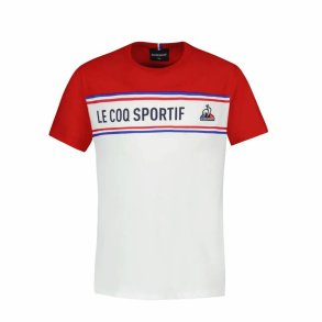 Kortrmet T-shirt til Brn Le coq sportif  N2 Tricolore Hvid