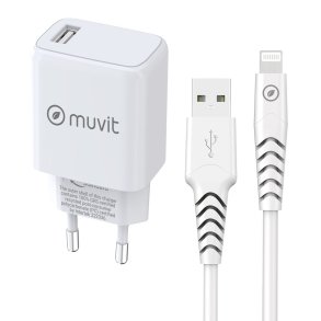 V�goplader + USB A til USB-C-kabel Muvit for Change SN-TC170DS1E150A + DC-006 Hvid 12 W