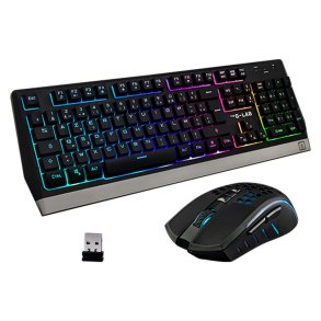 Tastatur og trdls mus The G-Lab WIRELESS GAMING Sort Spansk qwerty