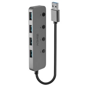 USB Hub LINDY Sort Gr (1 enheder)