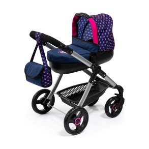 Lille Barnevogn til Dukker Reig Stule Pram Marinebl 63 cm