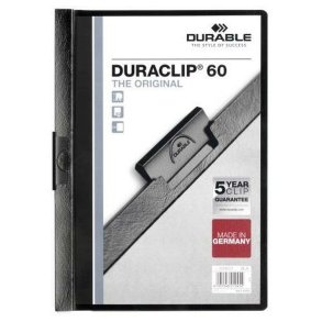 Dokumentmappe Durable Duraclip 60 Sort Gennemsigtig A4 25 Dele