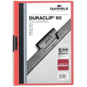 Dokumentmappe Durable Duraclip 60 Rd Gennemsigtig A4 25 Dele