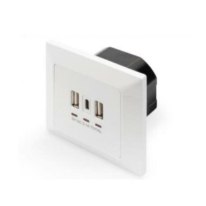 Vgstik med 2 USB-porte Digitus by Assmann DA-70618 Hvid 14 W