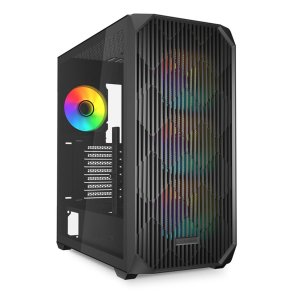 ATX Semi-t�rn kasse Sharkoon AK3 RGB Sort