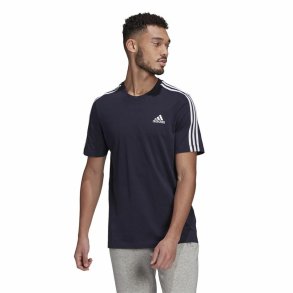Kortrmet T-shirt til Mnd Essentials 3 bandas Adidas Legend Ink Bl Mrkebl