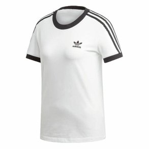 Kortrmet T-shirt til Kvinder Adidas 3 stripes Hvid