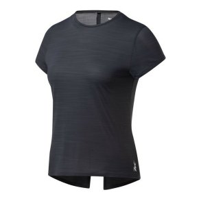 Kortrmet T-shirt til Kvinder Reebok Workout Ready Activchill Sort