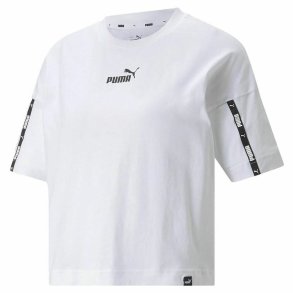 Kortrmet T-shirt til Kvinder Puma Power Tape Cropped Hvid
