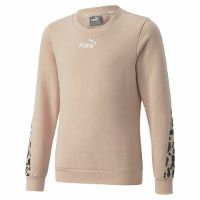Sweatshirt uden htte til piger Puma Alpha Crew Neck Beige Leopard Pink