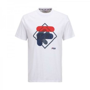 Kort�rmet T-shirt til M�nd Fila  FAM0447 10001 Hvid
