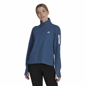 Kvinde Langrmet T-Shirt Adidas Own the Run 1/2 Zip Indigo