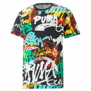 Kortrmet T-shirt til Mnd Puma Graffiti Sort