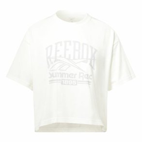 Kortrmet T-shirt til Kvinder Reebok Graphic Logo Hvid