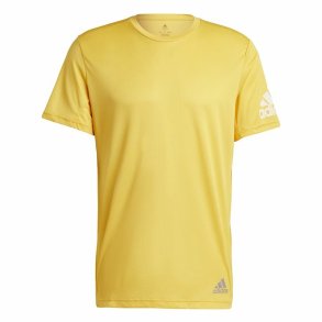 Kortrmet T-shirt til Mnd Adidas Run It Gul