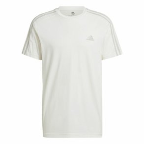 Kortrmet T-shirt til Mnd Adidas Essentials 3 Bandas Hvid L