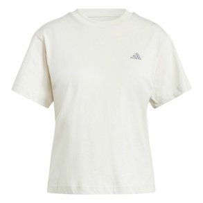 Kortrmet T-shirt til Kvinder Adidas Essentials Small Logo Hvid Beige