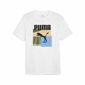 Kort�rmet T-shirt til M�nd Puma GRAPHICS Summer Hvid