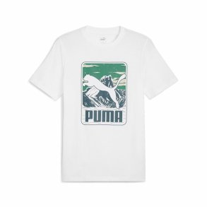 Kortrmet T-shirt til Mnd Puma GRAPHICS Mountain Hvid