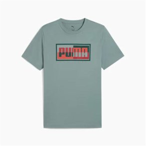 Kort�rmet T-shirt til M�nd Puma Graphics Bl� Gr�n